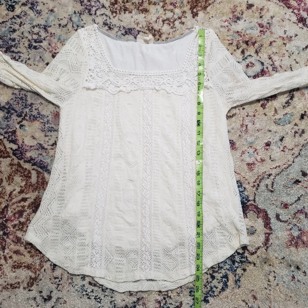 Anthropologie Meadow Rue Crochet Stretch Lace Blouse Top Size Medium